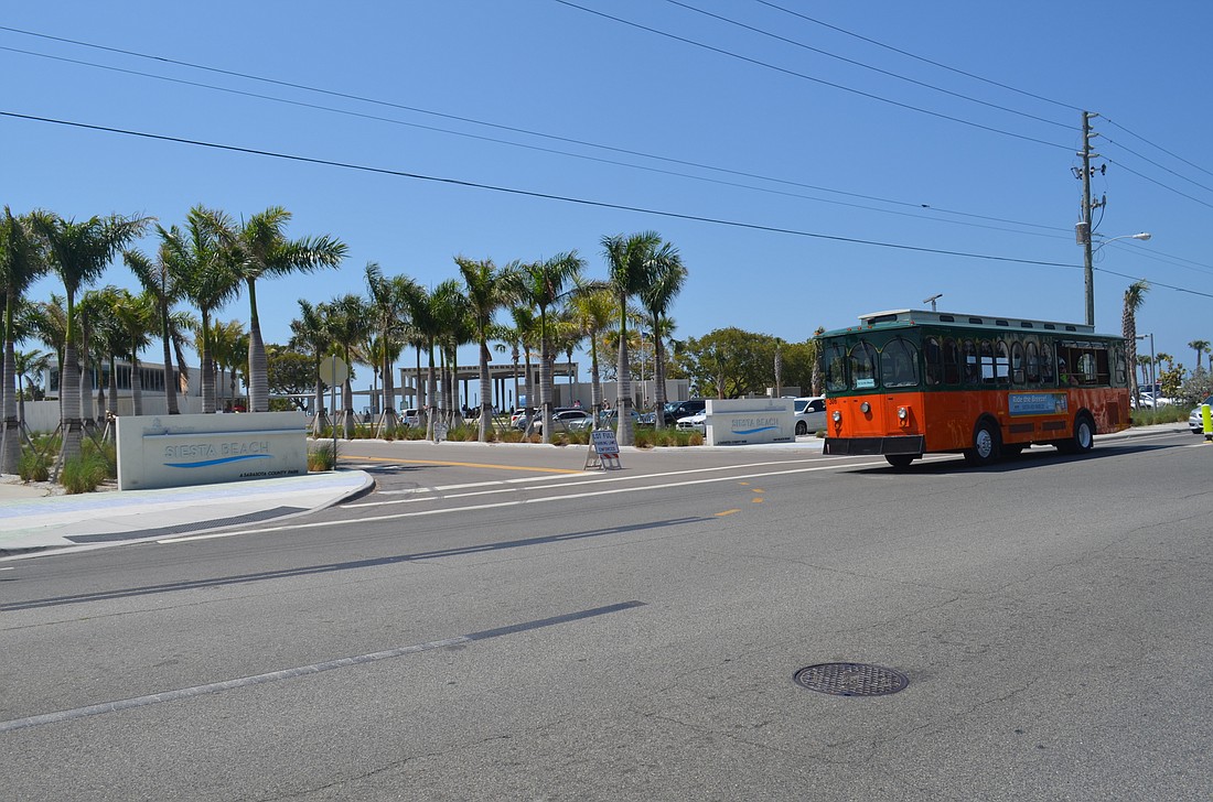 The popularity of the Siesta Key Breeze service was one factor that motivated the City Commissionâ€™s interest in an open-air trolley, rather than a bus. File photo.