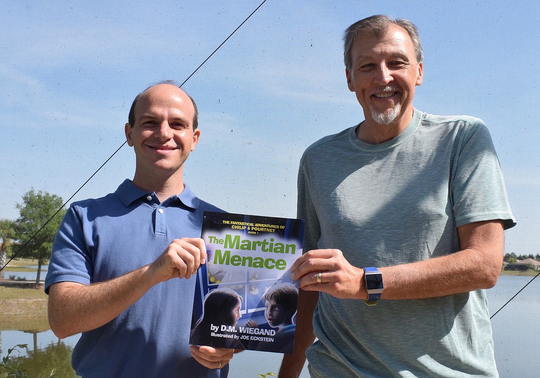 East County&#39;s Joe Eckstein, an illustrator, and Country Club East&#39;s David Wiegand, work together to create Wiegand&#39;s first book, "The Martian Menace." Wiegand connected with Eckstein through the Nextdoor app.