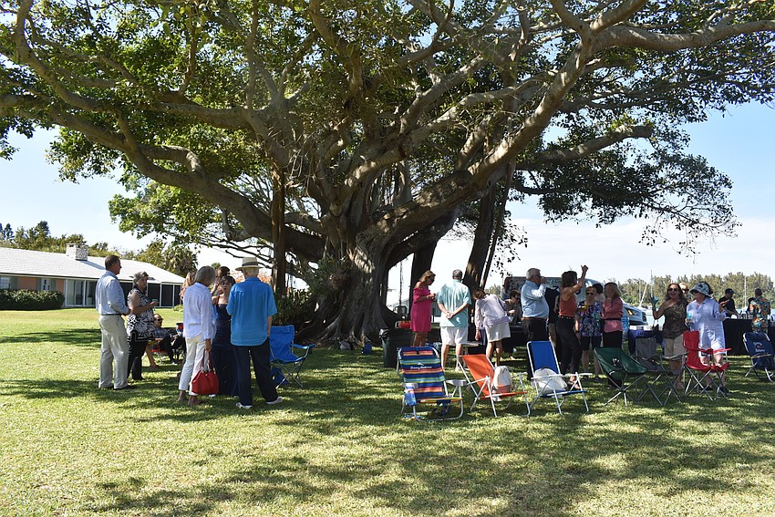 Guests mingled in Cathy Meldahl's backyard.