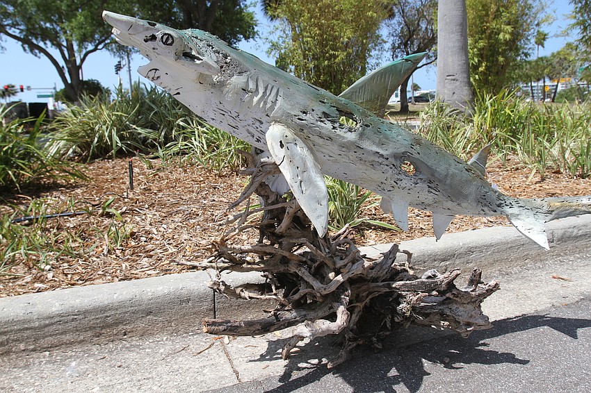 Thomas and Nicol Gross created marine life sculptures out of driftwood.