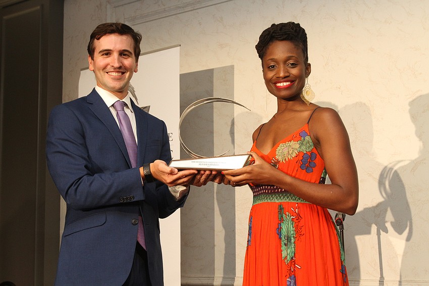 Hermitage Artist Retreat Artistic Director and CEO Andy Sandberg with 2021 Prize Recipient Aleshea Harris