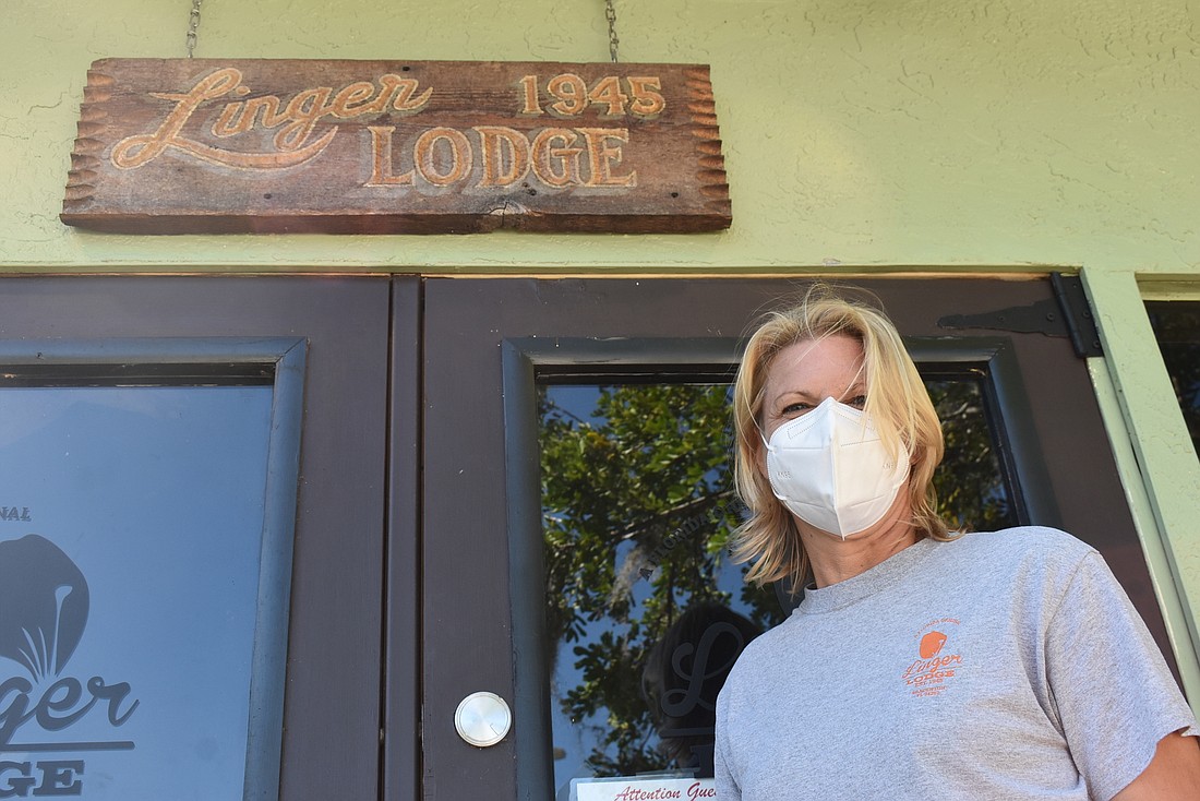 Asset Manager Ruth Hofer and Project Manager Philipp Hartl (not pictured) hope the Linger Lodge restaurant will open in January. The restaurant is not undergoing any renovations.