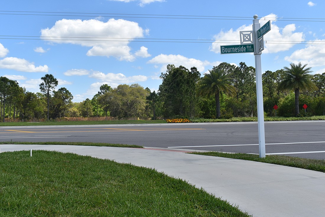 The portion of Manatee County&#39;s Future Development Area Boundary that is south of State Road 64 is located on Bourneside Boulevard. The land east of the line (pictured across the street) is protected from urban sprawl. File photo.