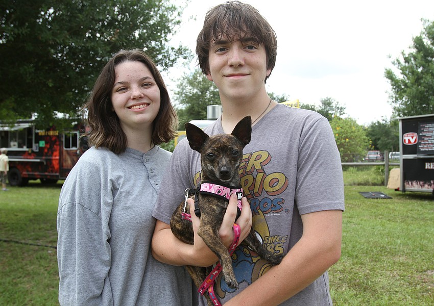 Maggie Smith and Michael Griffin with Trinity the dog.