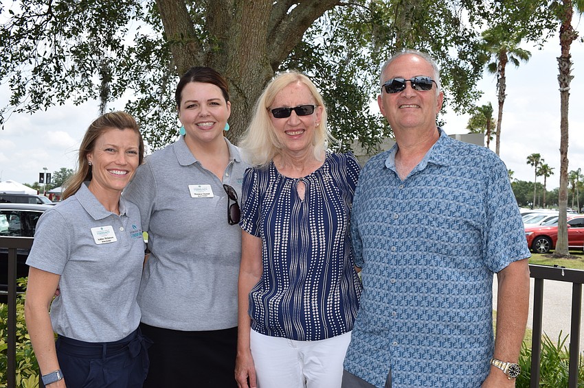 Ashley McIntyre and Monaca Onstad with the Lakewood Ranch Community Fund enjoy Polo with a Purpose with Lake Club's Marybeth Traverso and her husband, Jay Traverso.