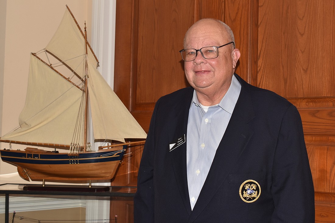 Dave Thomas with a model ship he donated to the club.