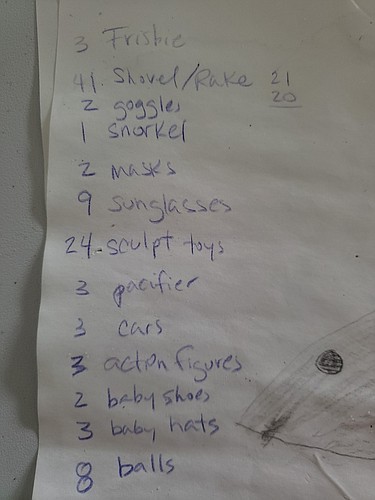 List of objects used in the turtle shell. Courtesy photo.