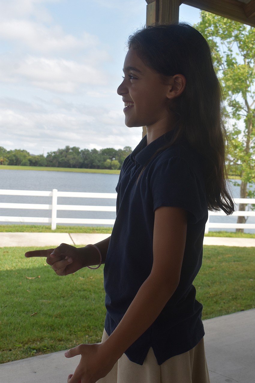 Bridgewater resident Adaa Chauhan, 9, explains a classic tongue twister she learned from her father: 