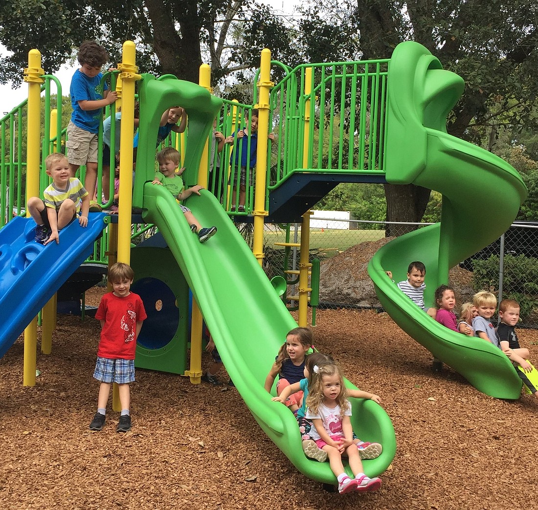 Students play on the playground at the Susan Schwaid Early Learning Center. Photo courtesy