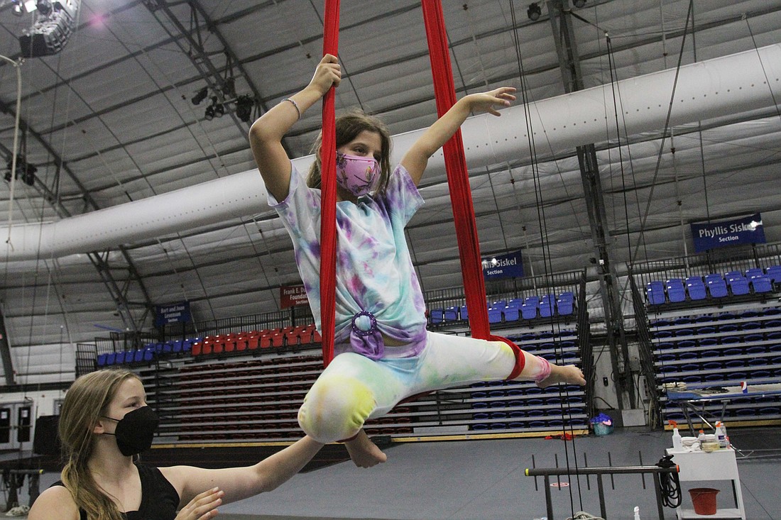 Mia Spirow practices her aerial moves  during Circus Arts Conservatory spring break camp. File photo