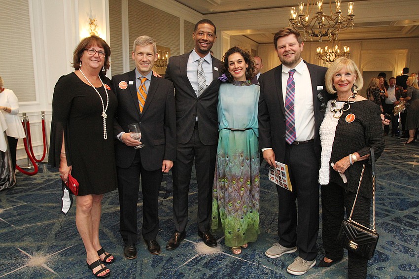 Becky Bumgardner, V Foundation CEO Jefferson Parker, Jeremy Jones, Sherrie Mazur, Mick McDonald and Pam Valvano-Strausser