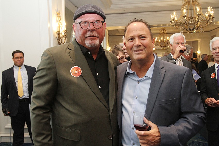 Bruce Arians with Celebration resident Frank Madia