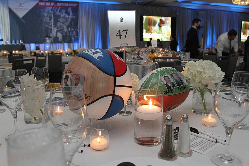 The event had sports-themed decor.
