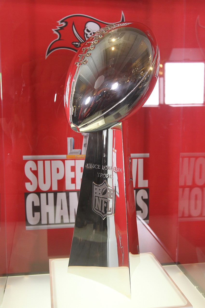 Guests took photos with the Vince Lombardi trophy.