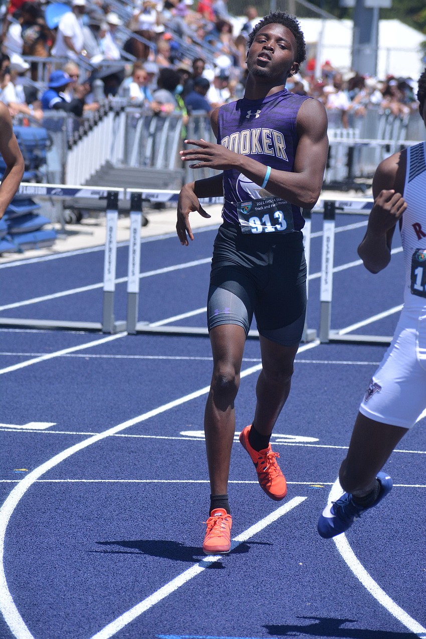 Booker sophomore Caleb Bradley finished eighth in the Class 2A boys 300 meter hurdles (40.80 seconds). He also finished 13th in the 200 meter dash.