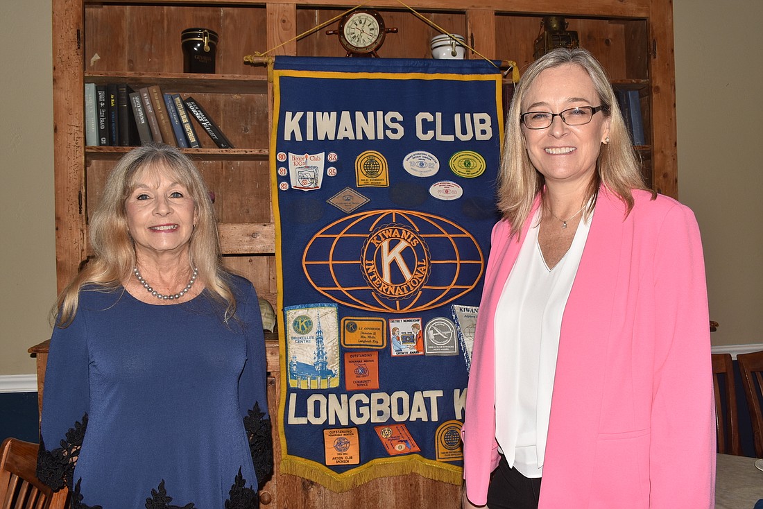 Kiwanis Club president Lynn Larson and elder-law attorney Jeanne Bennett.