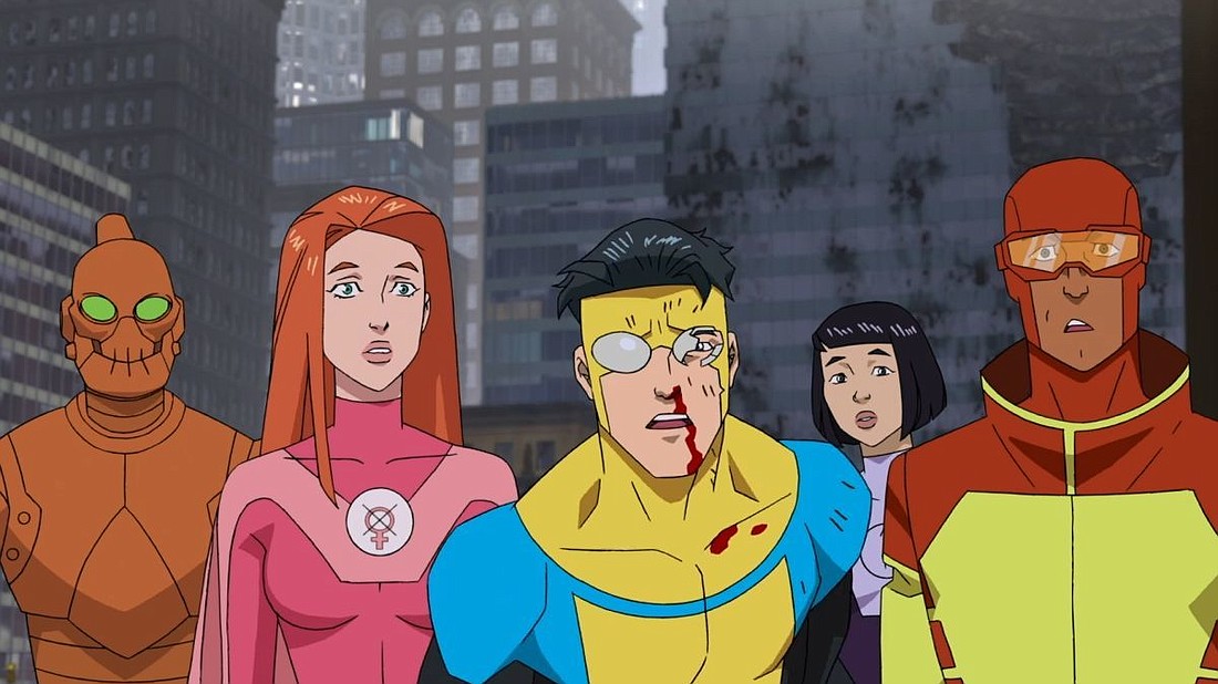 Robot, Atom Eve, Invincible, Dupli-Kate and Rex Splode make up the Teen Team. Photo source: Prime Video.