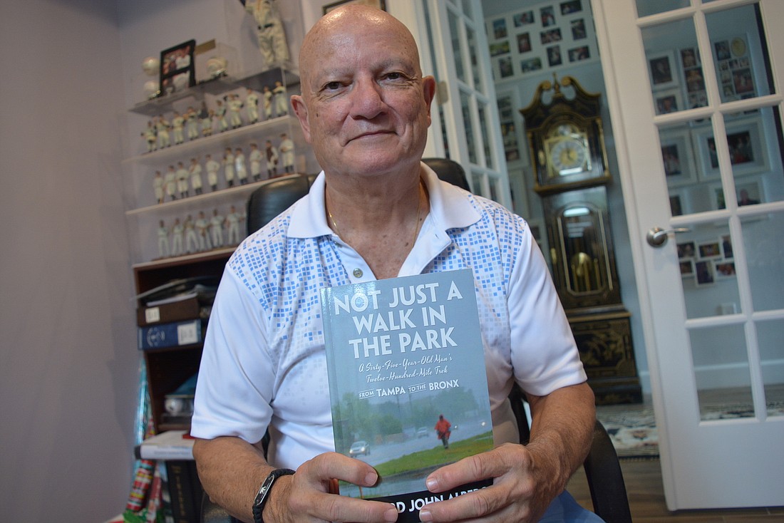 The late Richard Albero, who lived in Del Webb, wrote a book about his 1,200-mile walk from Tampa to New York to raise $56,000 for the Wounded Warrior project. He died in 2020 and is being honored at the Tribute to Heroes Concert.