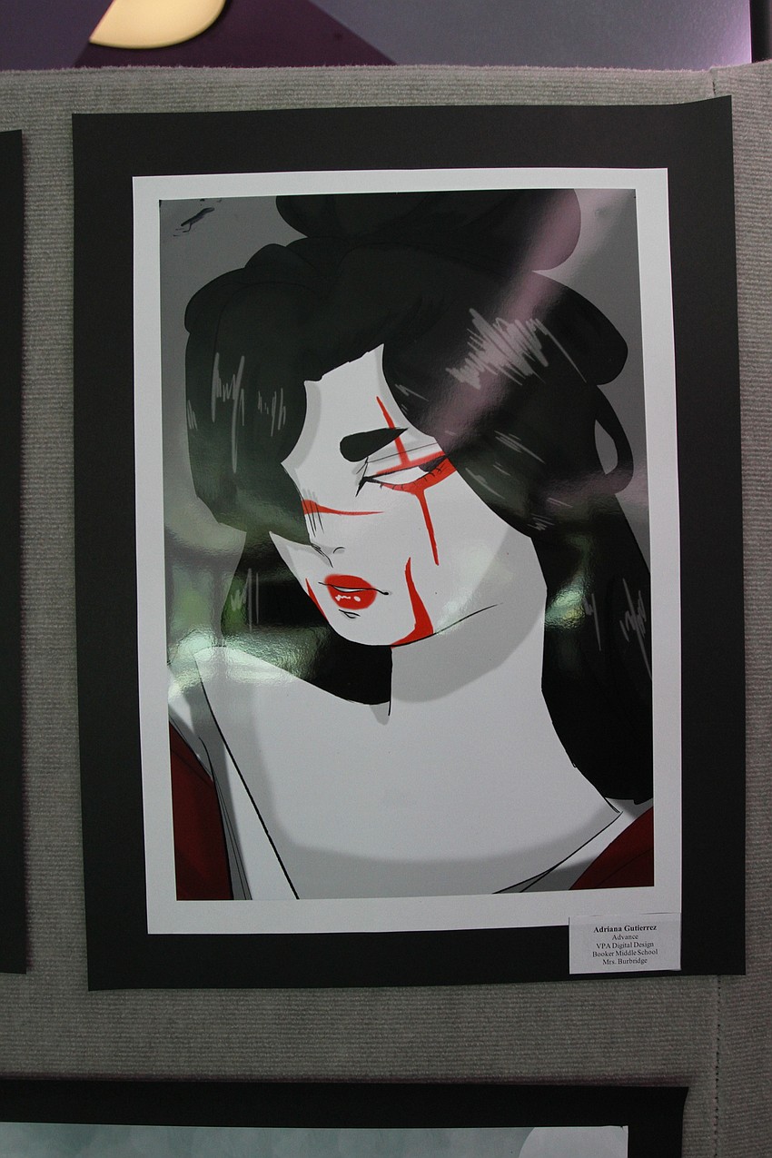 The 2D/3D art display has a number of detailed pieces.