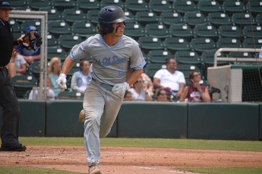 ODA junior Aidan Marino sprints to first base. Marino went 1-3 with a run scored.