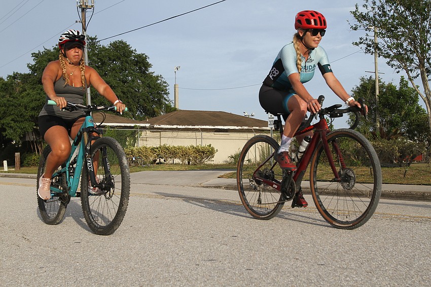 Glendy Salamanca and Karen Gamez start their ride.