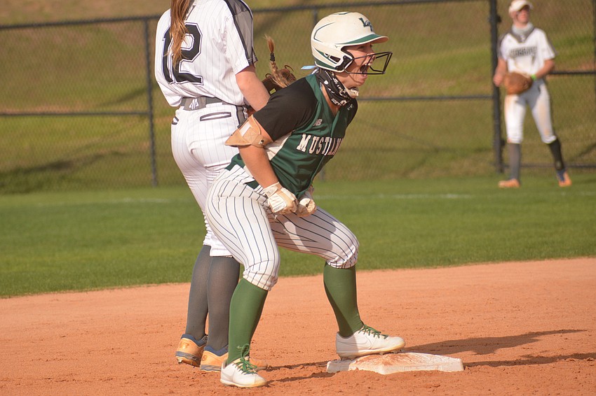 Lakewood Ranch senior Jillian Herbst screams after slapping a double.