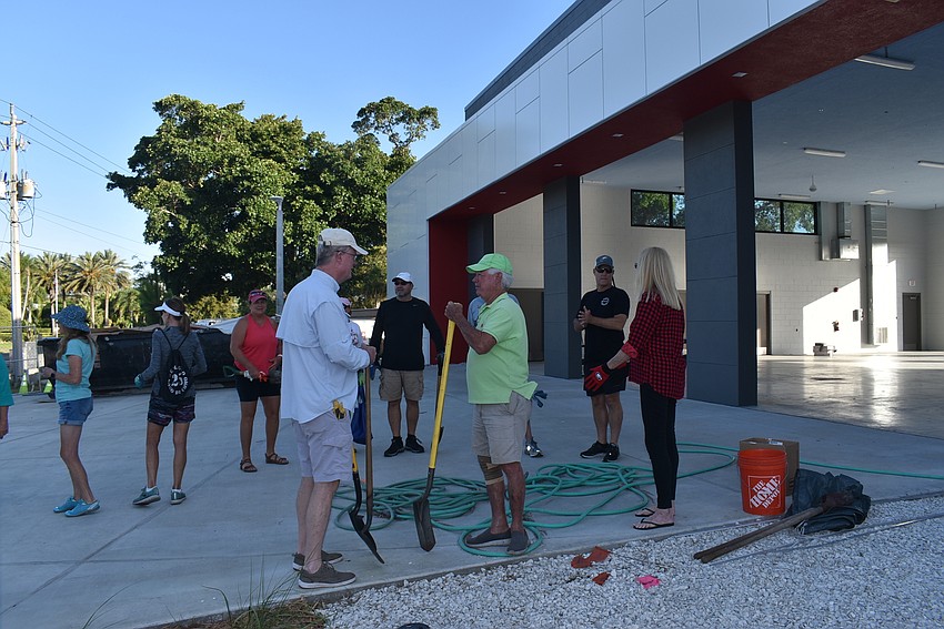 Members prepare to go on a tour of the firehouse.