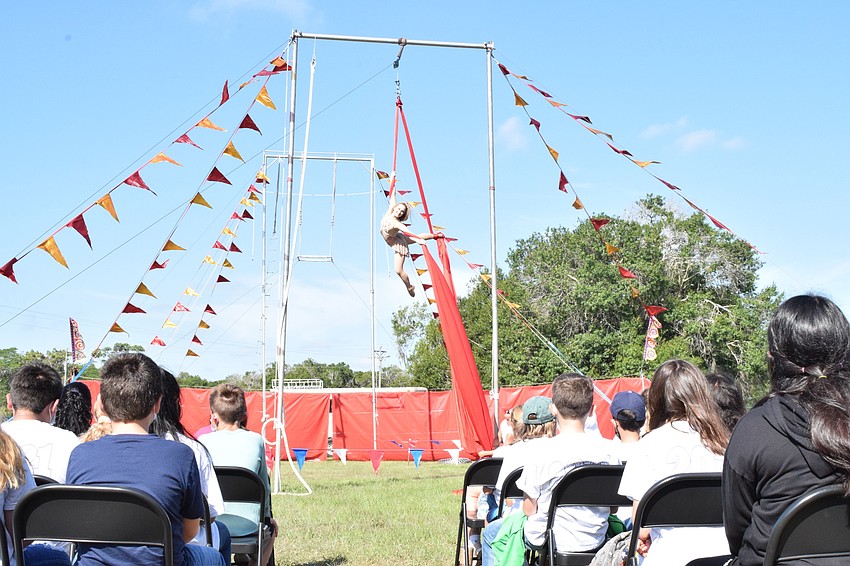 Fifth graders enjoy a performance from Circus on the Ranch to celebrate the end of their final year of elementary school.