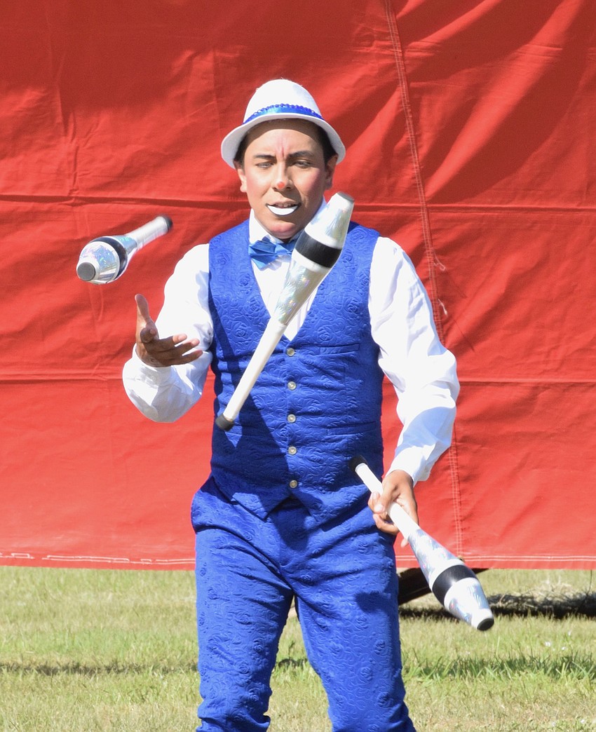 Yvinson Acero with Circus on the Ranch juggles.