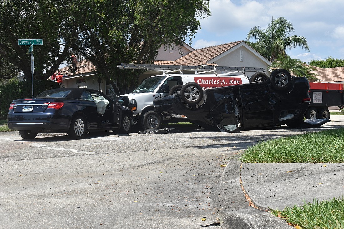 A three-car accident occurred Wednesday at the intersection of Tara Boulevard and Drewrys Bluff in Bradenton. The Florida Highway Patrol did not provide an update on the multiple drivers and passengers involved.