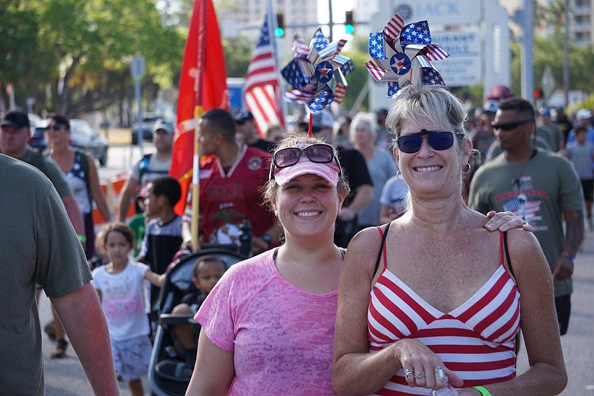 Kendra Hammock and Toni Snedacor added a little flair to the day with pinwheel headbands.