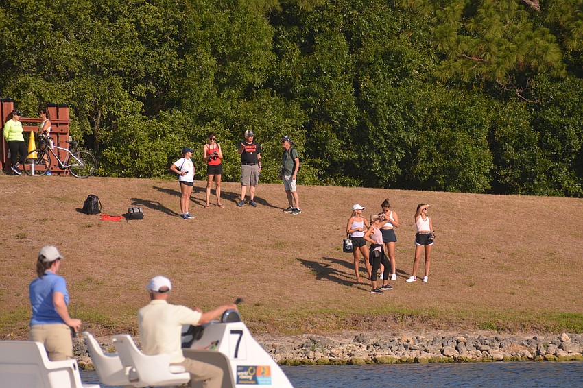 Some fans opted to watch the NCAA Rowing Championships from the opposite side of the water at Nathan Benderson Park.