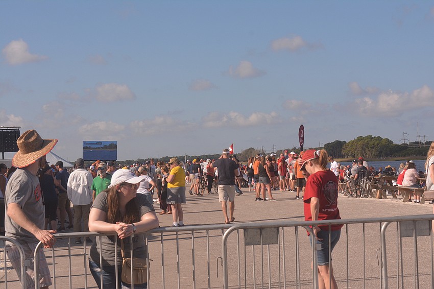 The crowd at Nathan Benderson Park spanned the length of the Regatta Island beach during the NCAA Rowing Championships on Saturday.