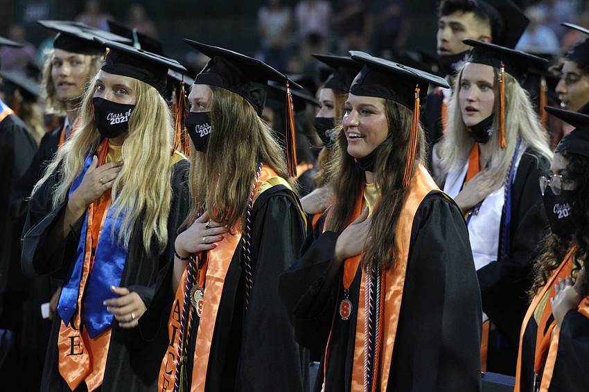 Students recite the pledge of allegiance