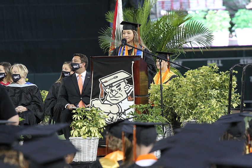 Sadie Phillips welcomes students and introduces guests.