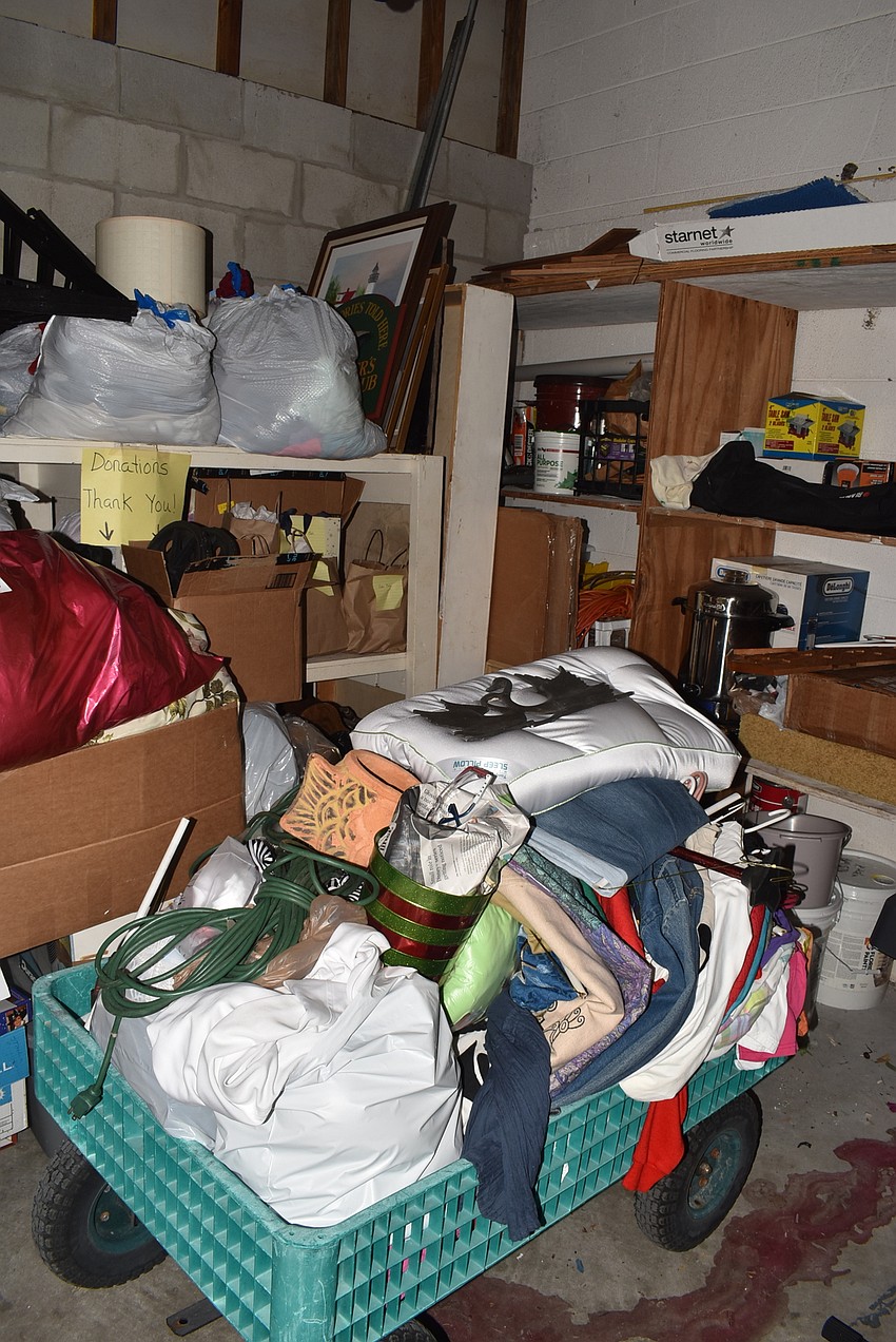 The shed at the Longboat Island Chapel is full of mostly items for the Warehouse.
