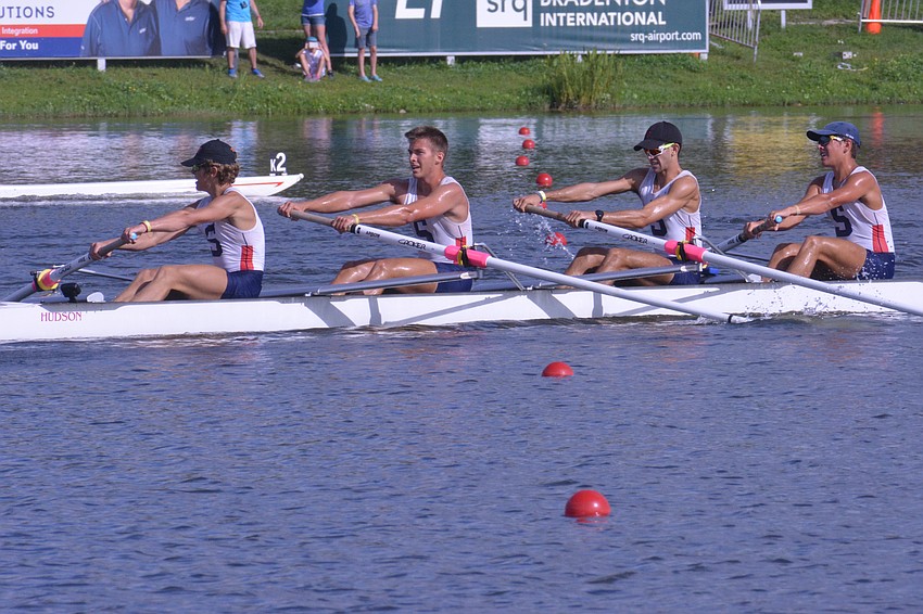 The Sarasota Crew Men's 4- competes in the A Final at the 2021 USRowing Youth National Regatta. The team would finish fifth (6:36.78).