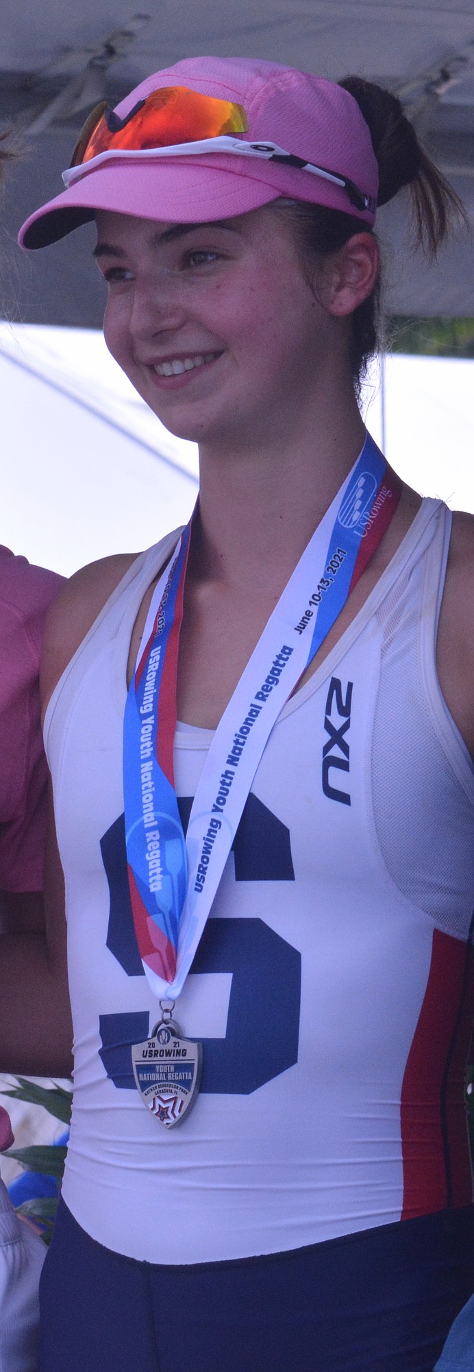 Sarasota Crew's Eva Harris received a silver medal for her second-place finish in the Women's 1x Final A at the 2021 USRowing National Regatta on Sunday.