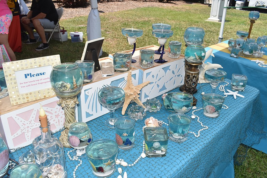 Kim Gandy's gel candles are clear and hold tiny treasures inside.