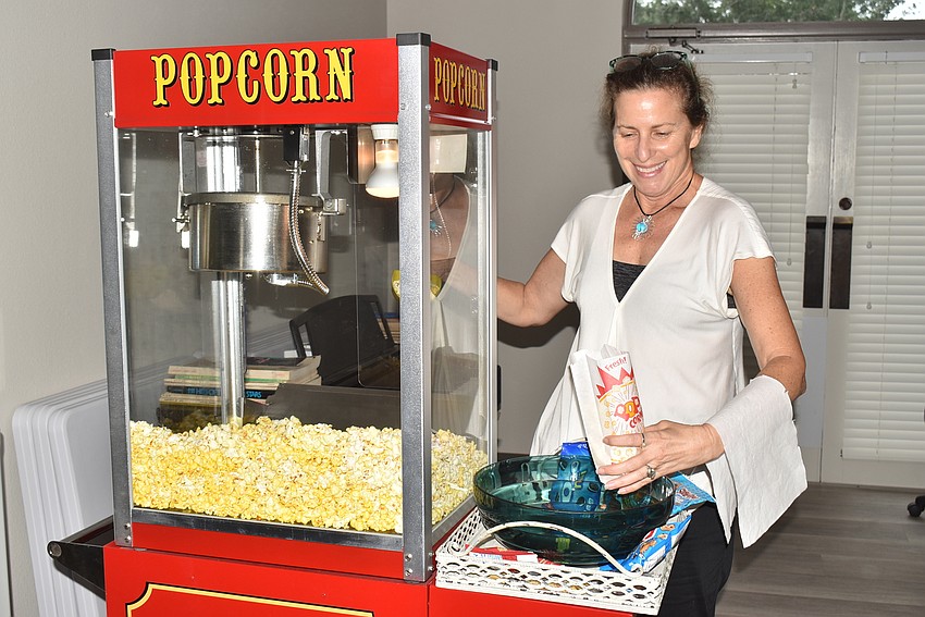 Suzy Brenner popped fresh popcorn for the movie.