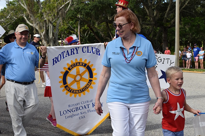 District 2 Commissioner Penny Gold walked in the parade with her grandson Andrew Gold.