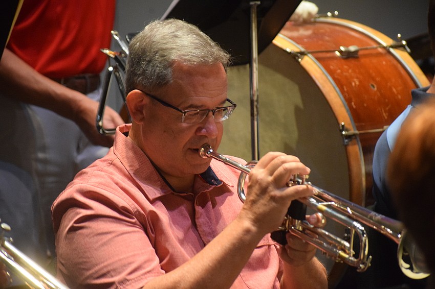 Lakewood Ranch's Jim Hill performs on the cornet in preparation for American Fanfare that was held July 4 at the Sarasota Opera House.