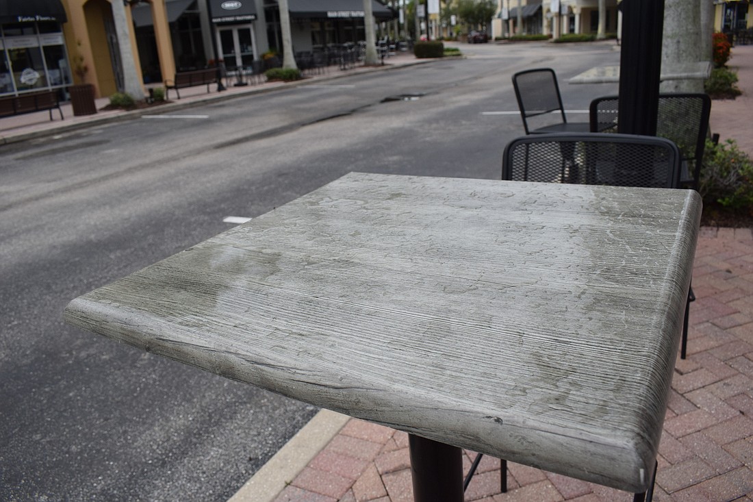 Lakewood Ranch merchants have been advised to secure all outdoor seating items until Elsa passes.