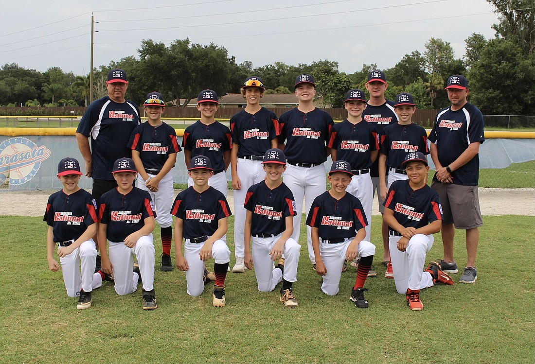 The Sarasota National 10-11-12 All-Star baseball team is headed to the state tournament. Courtesy photo.