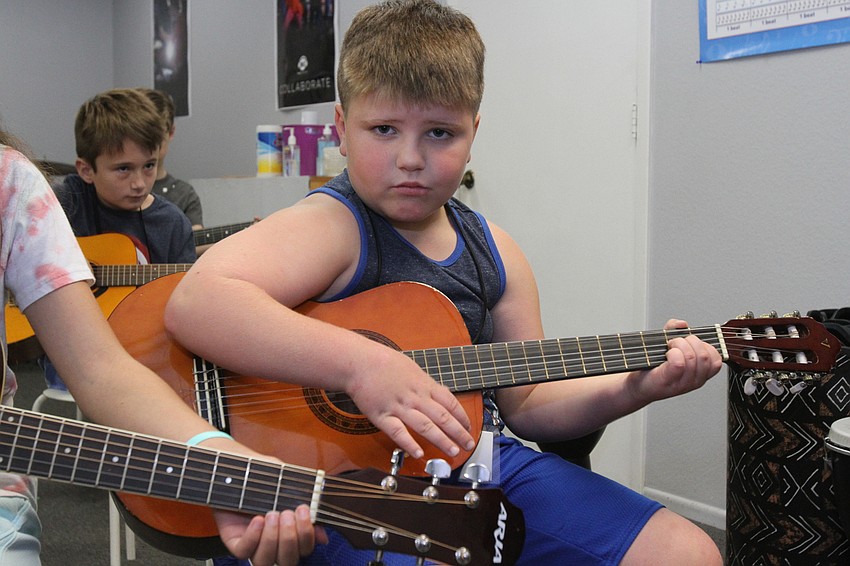 Daxon Hardwick, 6, works on his most intense stare.