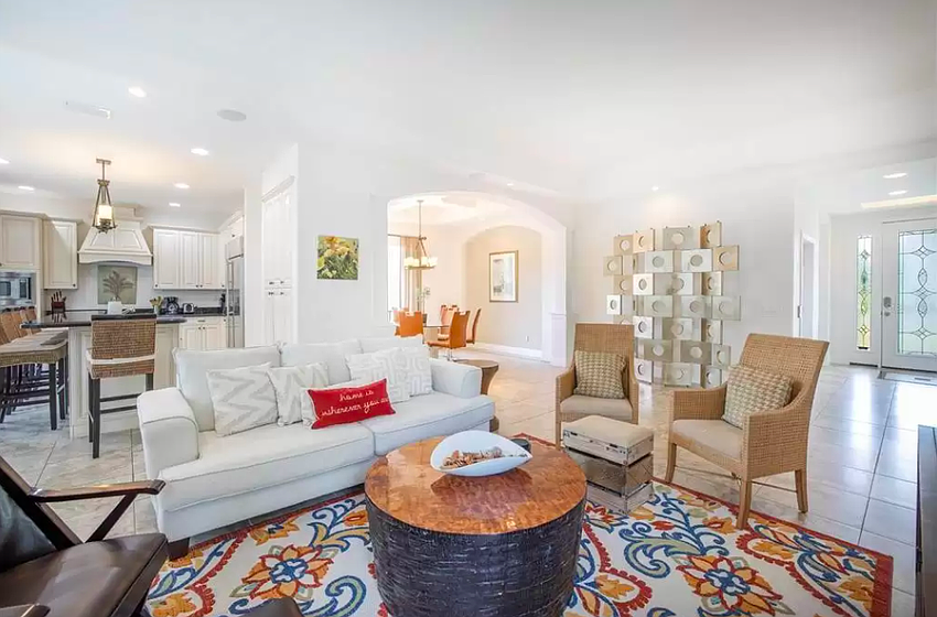 The living room in the first home for sale.