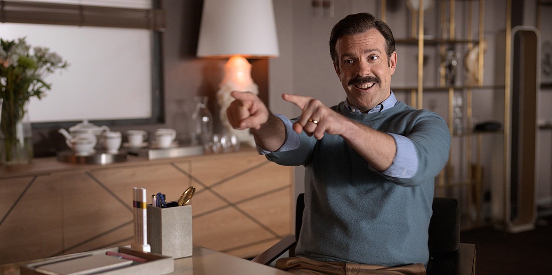 Jason Sudeikis is Ted Lasso in "Ted Lasso." Photo via Apple TV+.