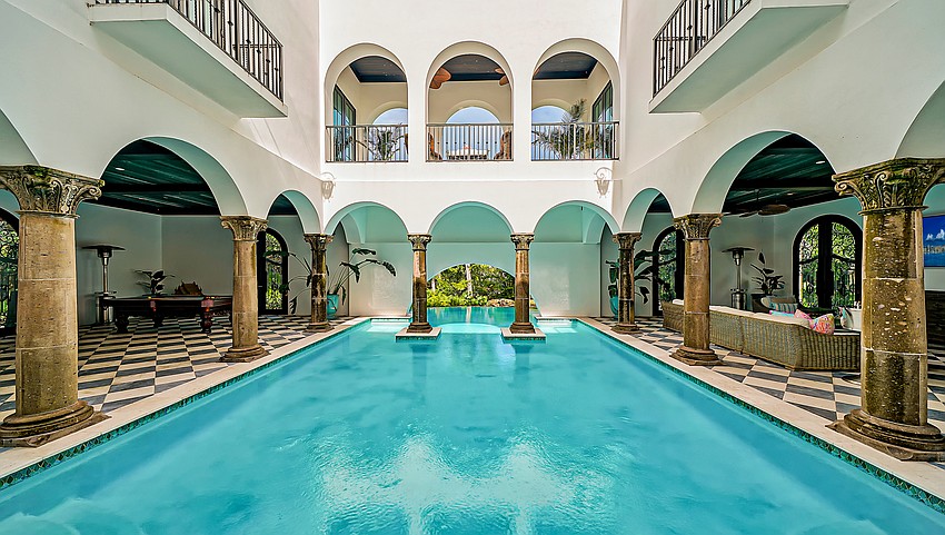 Casa Flamingo's focal point is a 45-foot long lap pool set in a Roman bath setting.