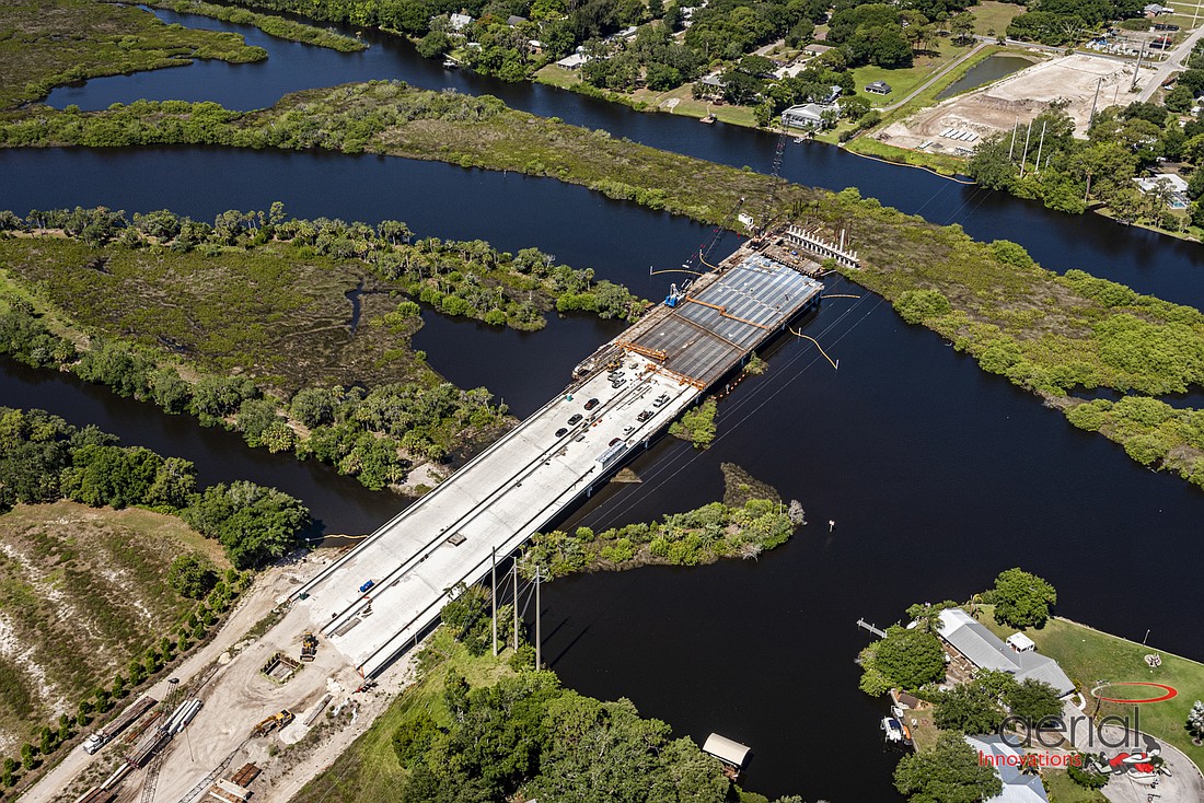 The bridge over the Braden River, part of an extension of 44th Avenue east from Cortez Road to Lakewood Ranch Boulevard, is 0.26 miles long.(Courtesy of Manatee County)