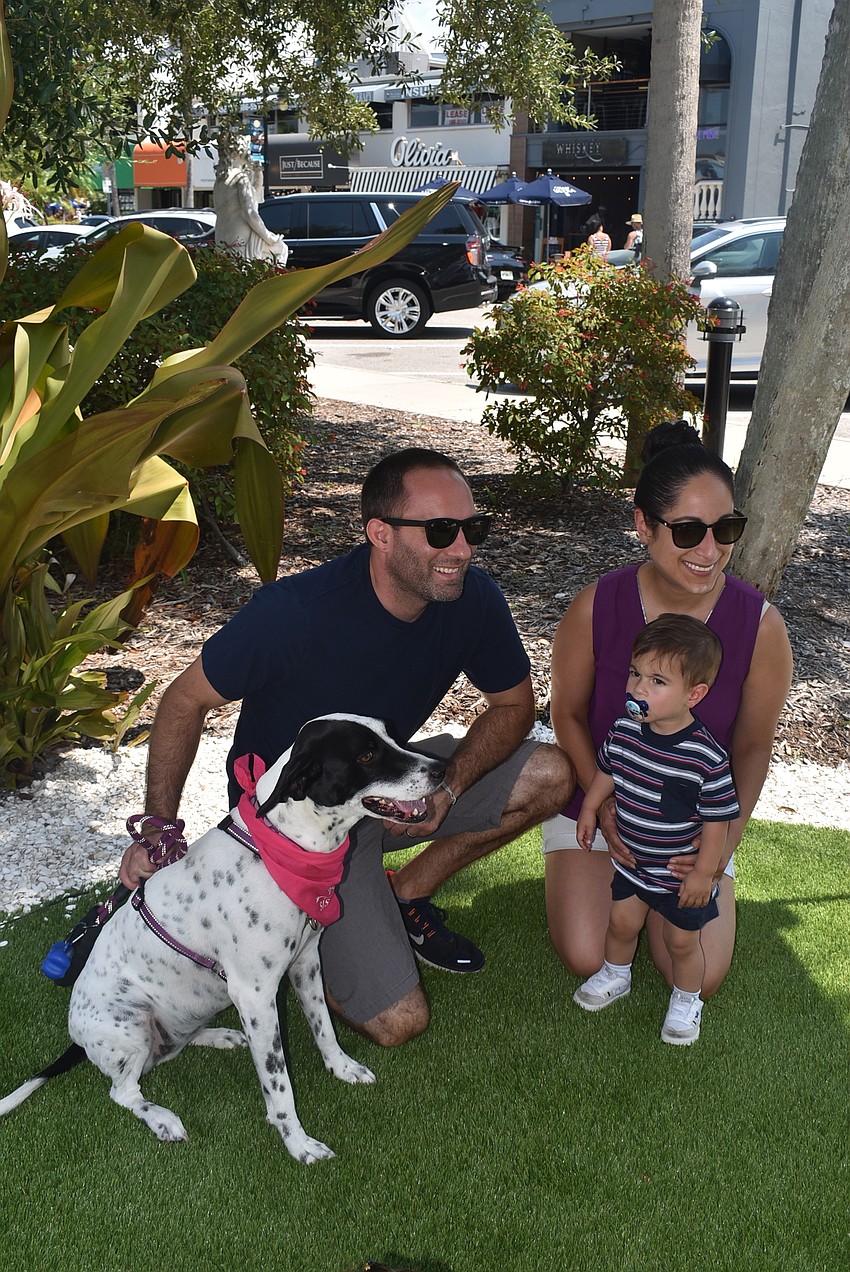 Andrew, Lucia and Noah Panica with dog Zoe.